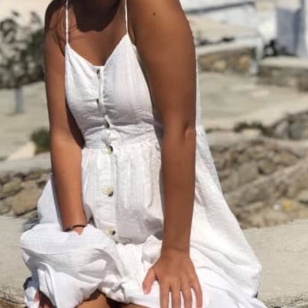 Zara White Button-Front Midi Dress